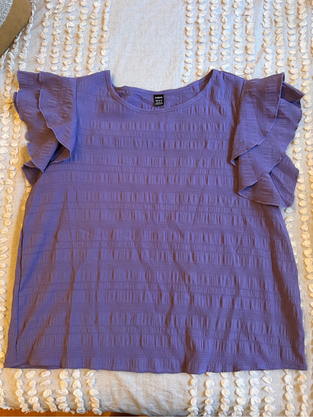 SHEIN Lavender Ruffle Sleeve Textured Blouse